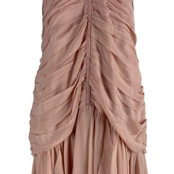 Veronica Beard Lucine Ruched Silk Halter Neck Maxi Dress Size 12 - Picture 5 of 13